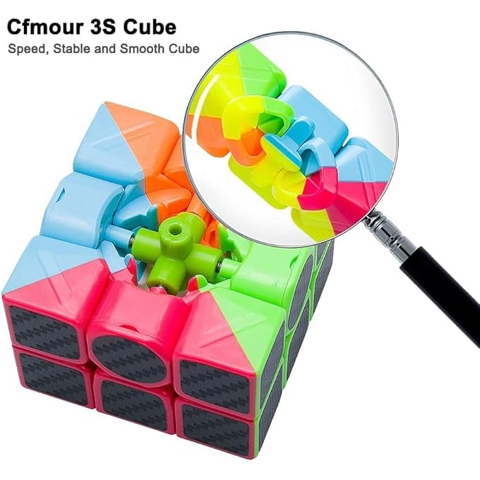 RUBIKS CUBE, 3X3X3 SPEED CUBE, SMOOTH MAGIC CARBON FIBER STICKER SPEED CUBES, ENHANCED VERSION, BLACK - Image 4